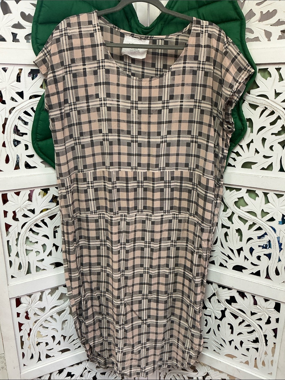 NWOT Acacia Swimwear Nacula gingham silk midi dress, size M. 100% silk.